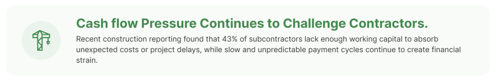 Cash flow challenges affecting contractors