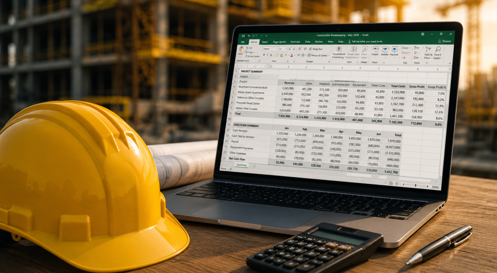 Bookkeeping for construction companies with job costing dashboard